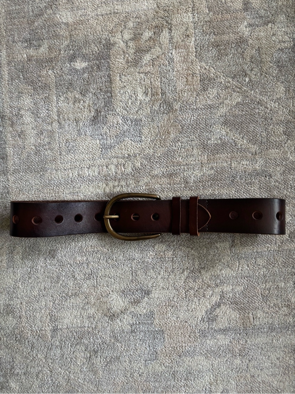 Linea Pelle Dark Brown Leather Belt with Brass Buckle (Wide Width)